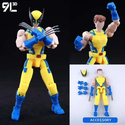 9L3D Printed Anime Characters Lucky Dummy 13 Action Figures Deadpool Wolverine Multi-Jointed Movable Shapeshift Mannequin Toys